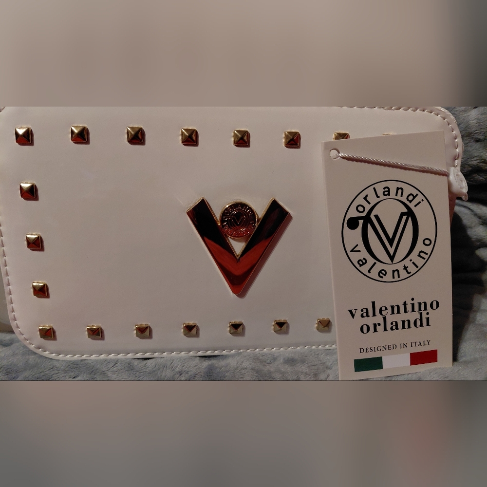 NWT Valentino Orlandi White and Gold Crossbody Bag - Picture 4 of 6